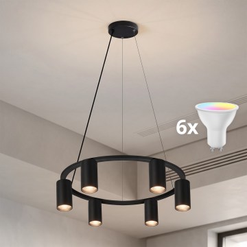 Brilagi - LED RGBW Stmívatelný lustr na lanku SELE 6xGU10/6,5W/230V 2700-6500K černá + dálkové ovládání