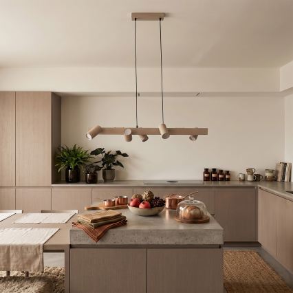 Brilagi - LED RGBW Stmívatelný lustr na lanku SELE 6xGU10/6,5W/230V 2700-6500K béžová + dálkové ovládání