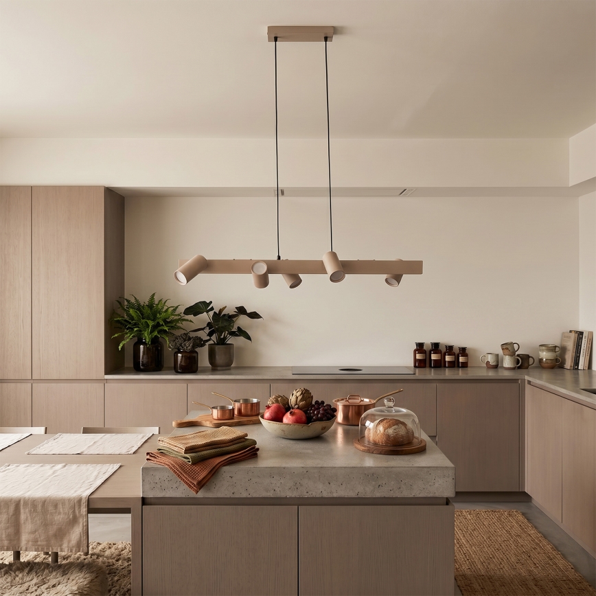 Brilagi - LED RGBW Stmívatelný lustr na lanku SELE 6xGU10/6,5W/230V 2700-6500K béžová + dálkové ovládání