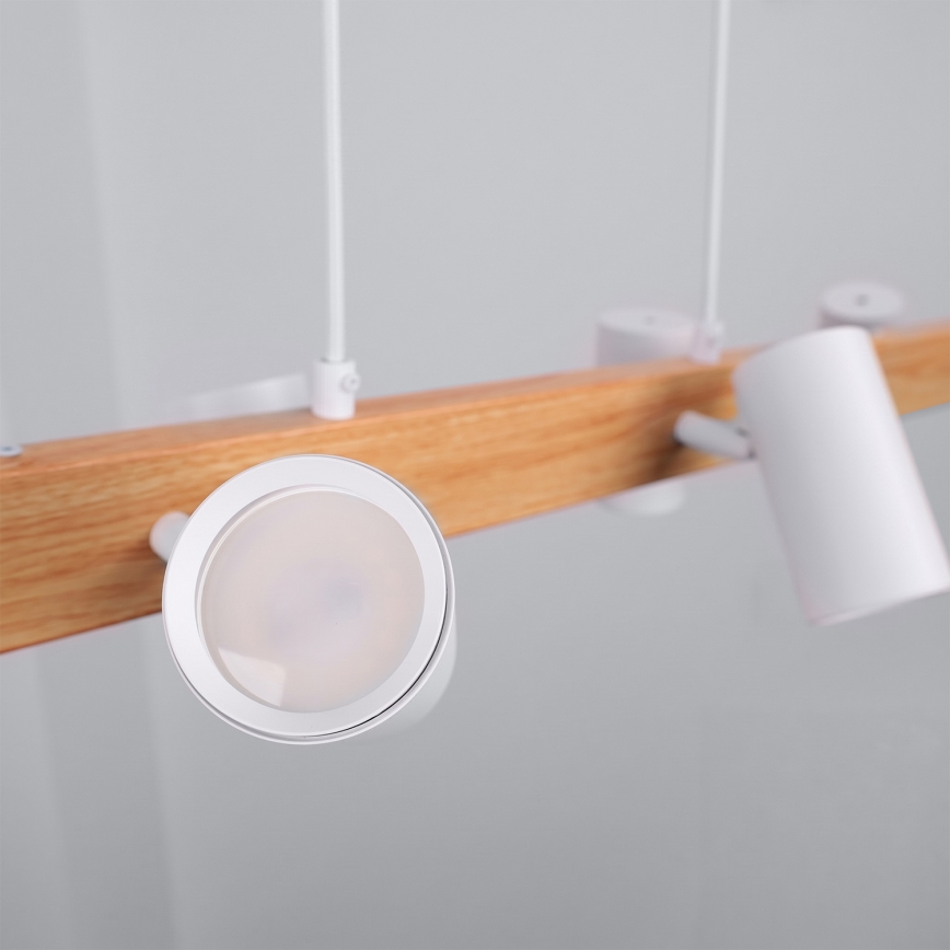 Brilagi - LED RGBW Stmívatelný lustr na lanku SELE 6xGU10/6,5W/230V 2700-6500K bílá/dekor dubu + dálkové ovládání