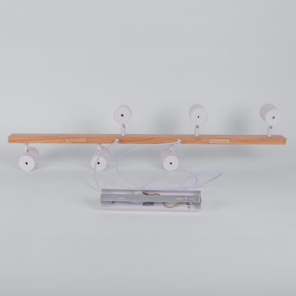 Brilagi - LED RGBW Stmívatelný lustr na lanku SELE 6xGU10/6,5W/230V 2700-6500K bílá/dekor dubu + dálkové ovládání