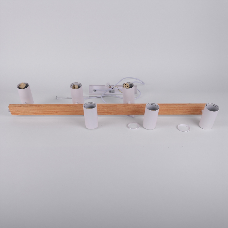 Brilagi - LED RGBW Stmívatelný lustr na lanku SELE 6xGU10/6,5W/230V 2700-6500K bílá/dekor dubu + dálkové ovládání