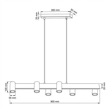 Brilagi - LED RGBW Stmívatelný lustr na lanku SELE 6xGU10/6,5W/230V 2700-6500K bílá/dekor dubu + dálkové ovládání