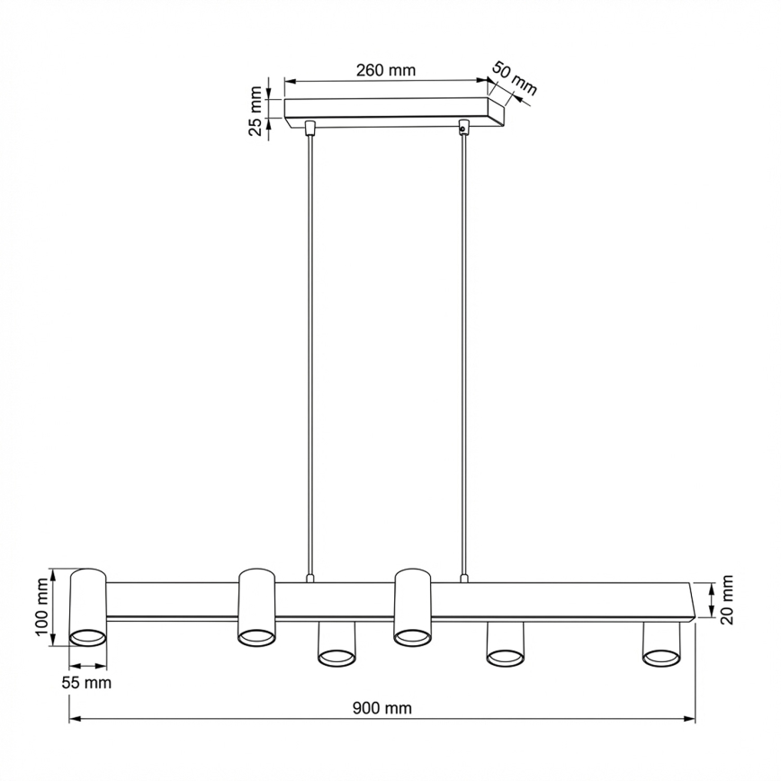 Brilagi - LED RGBW Stmívatelný lustr na lanku SELE 6xGU10/6,5W/230V 2700-6500K bílá/dekor dubu + dálkové ovládání
