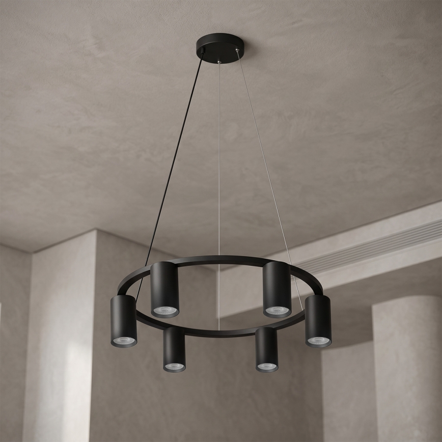 Brilagi - LED RGBW Stmívatelný lustr na lanku SELE 6xGU10/6,5W/230V 2700-6500K černá + dálkové ovládání