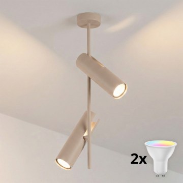 Brilagi - LED RGBW Stmívatelný lustr na tyči BRANCH 2xGU10/6,5W/230V 2700-6500K béžová