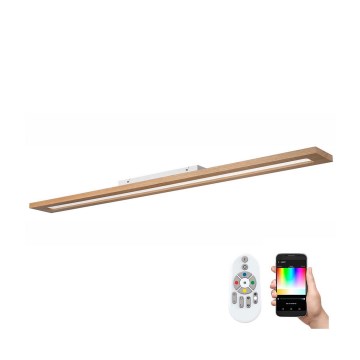 Brilagi - LED RGBW Stmívatelný panel WOODY FRAME LED/34W/230V 11,5x123 cm 2700-6500K dub + dálkové ovládání