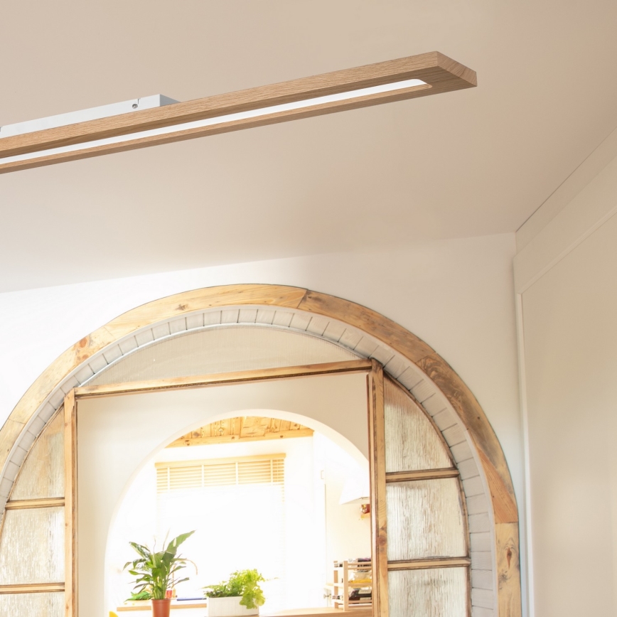 Brilagi - LED RGBW Stmívatelný panel WOODY FRAME LED/34W/230V 11,5x123 cm 2700-6500K dub + dálkové ovládání