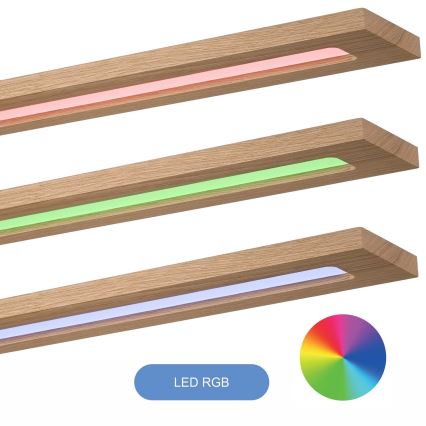 Brilagi - LED RGBW Stmívatelný panel WOODY FRAME LED/34W/230V 11,5x123 cm 2700-6500K dub + dálkové ovládání
