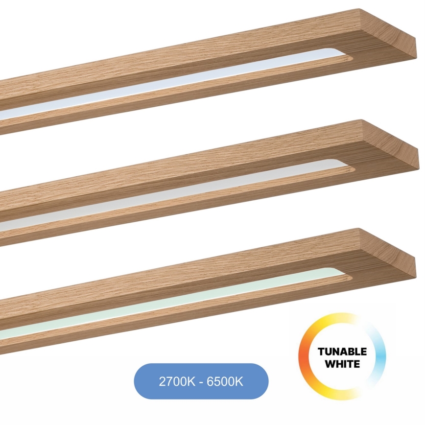 Brilagi - LED RGBW Stmívatelný panel WOODY FRAME LED/34W/230V 11,5x123 cm 2700-6500K dub + dálkové ovládání