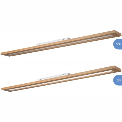 Brilagi - LED RGBW Stmívatelný panel WOODY FRAME LED/34W/230V 11,5x123 cm 2700-6500K dub + dálkové ovládání