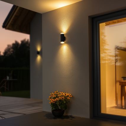 Brilagi - LED RGBW Stmívatelné venkovní nástěnné svítidlo MATERA 2xGU10/6W/230V 3000K IP54 antracit + dálkové ovládání