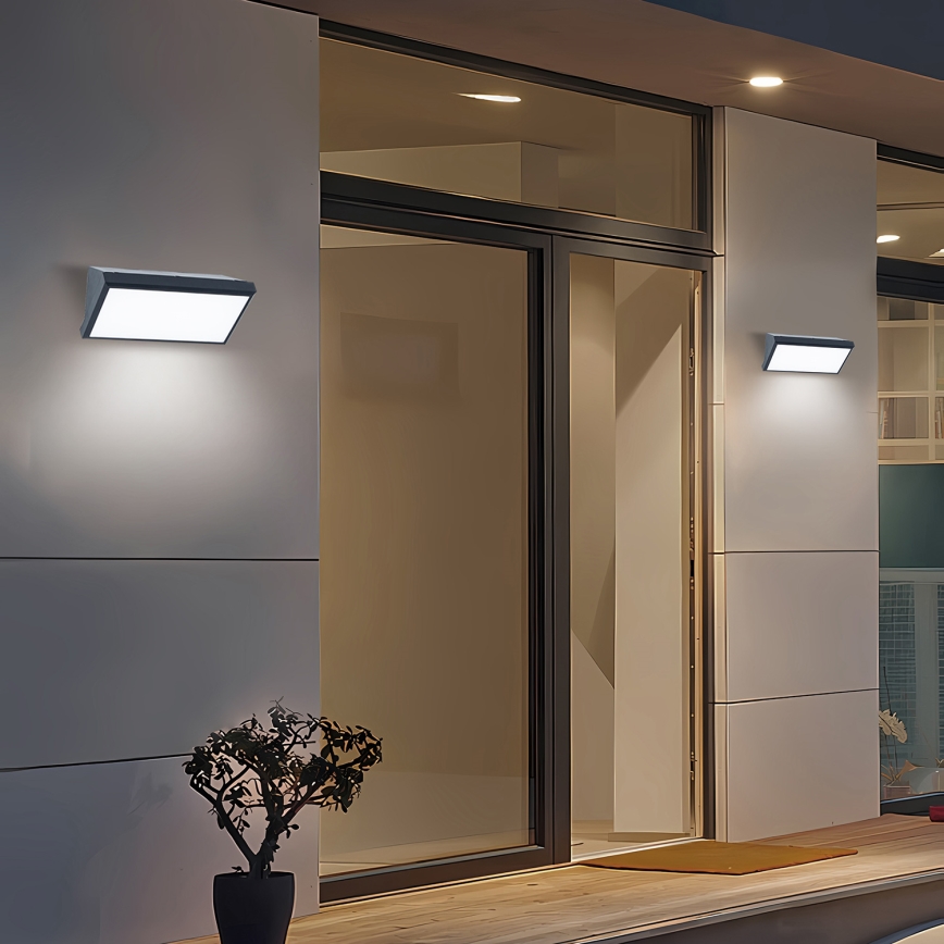 Brilagi - LED RGBW Stmívatelné venkovní nástěnné svítidlo TRIANGLE 1xE27/15W/230V 2700-6500K IP65 antracit