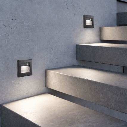 Brilagi - LED Schodišťové svítidlo se senzorem STEP LIGHT LED/1,5W/230V IP44 černá