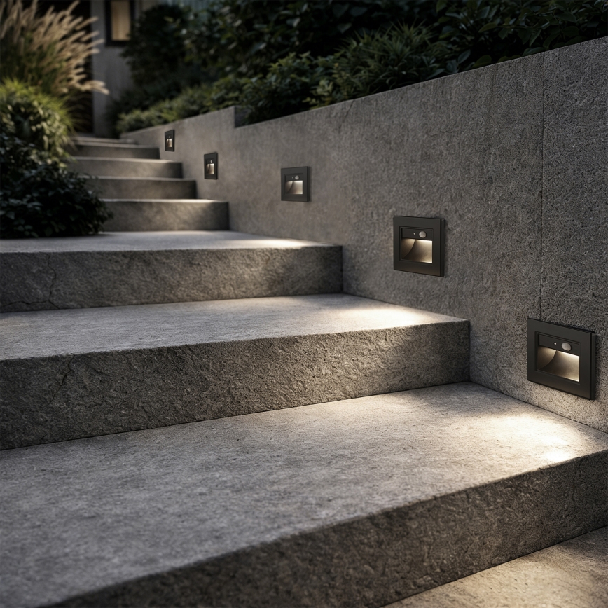 Brilagi - LED Schodišťové svítidlo se senzorem STEP LIGHT LED/1,5W/230V IP44 černá