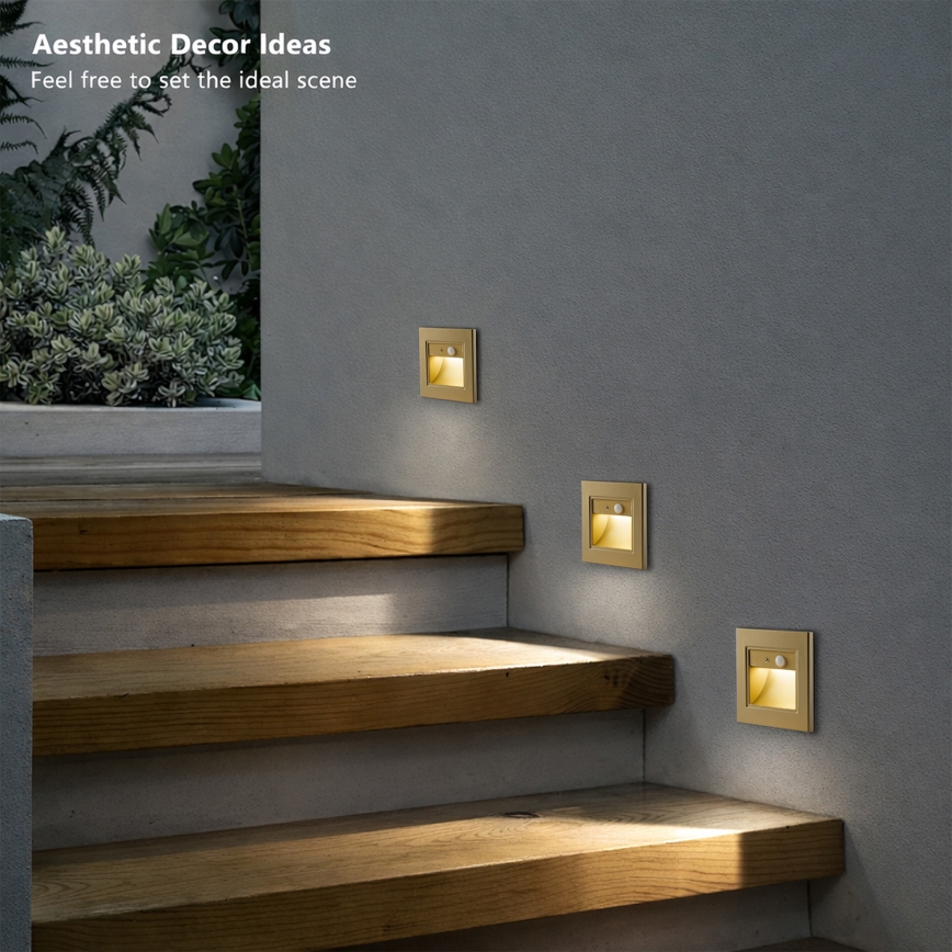 Brilagi - LED Schodišťové svítidlo se senzorem STEP LIGHT LED/1,5W/230V IP44 zlatá