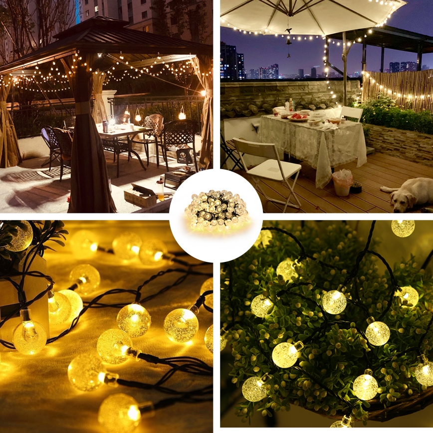 Brilagi - LED Solární dekorační řetěz BUBBLE 200xLED/8 funkcí 20m IP65 teplá bílá