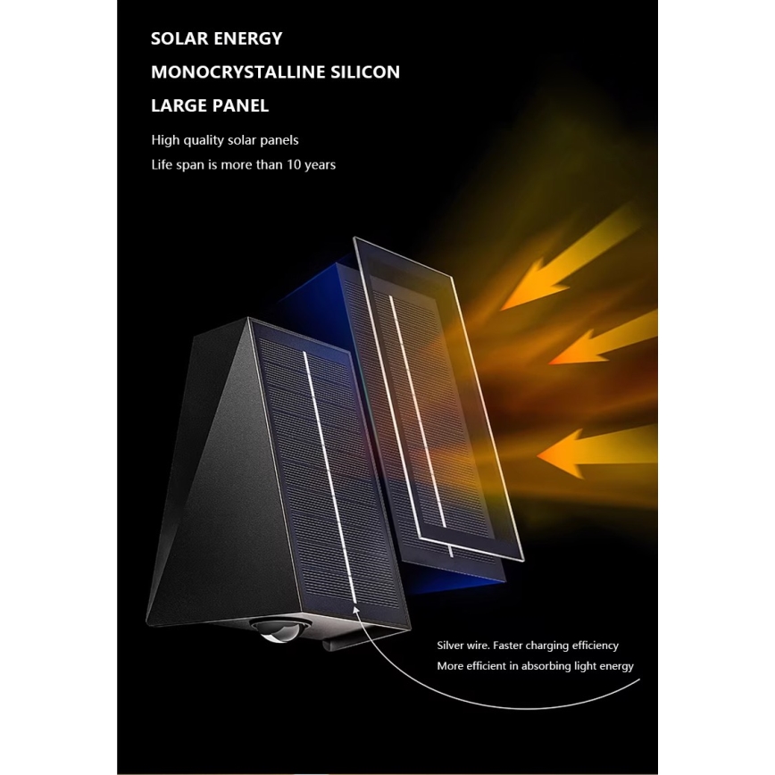 Brilagi - LED Solární nástěnné svítidlo PYRAMID LED/2W/3,2V 1300 mAh IP54