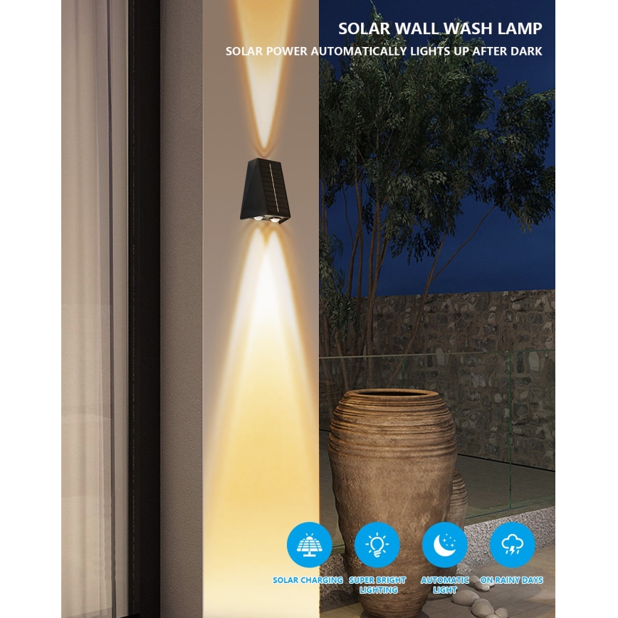 Brilagi - LED Solární nástěnné svítidlo PYRAMID LED/2W/3,2V 1300 mAh IP54
