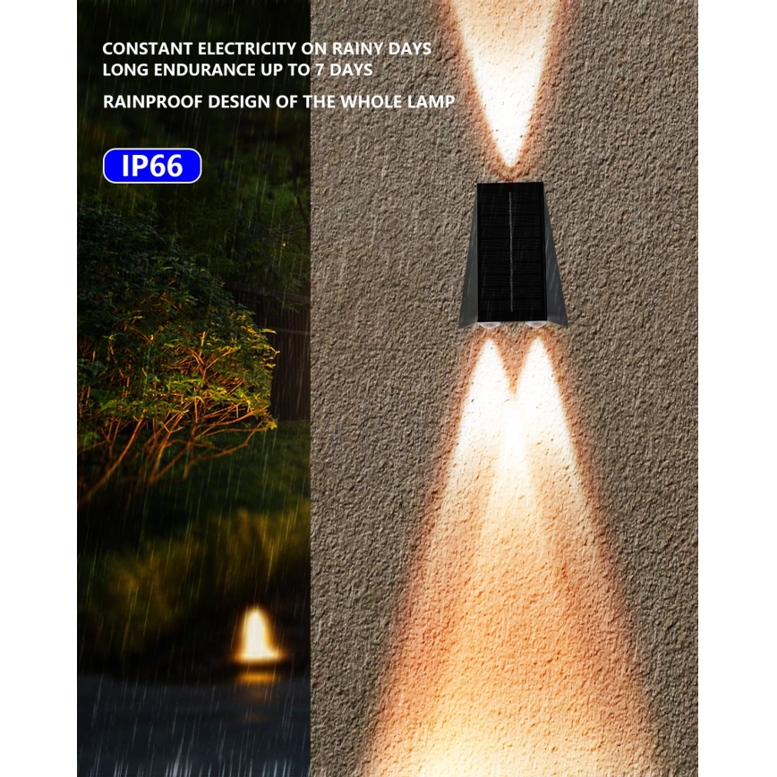 Brilagi - LED Solární nástěnné svítidlo PYRAMID LED/2W/3,2V 1300 mAh IP54