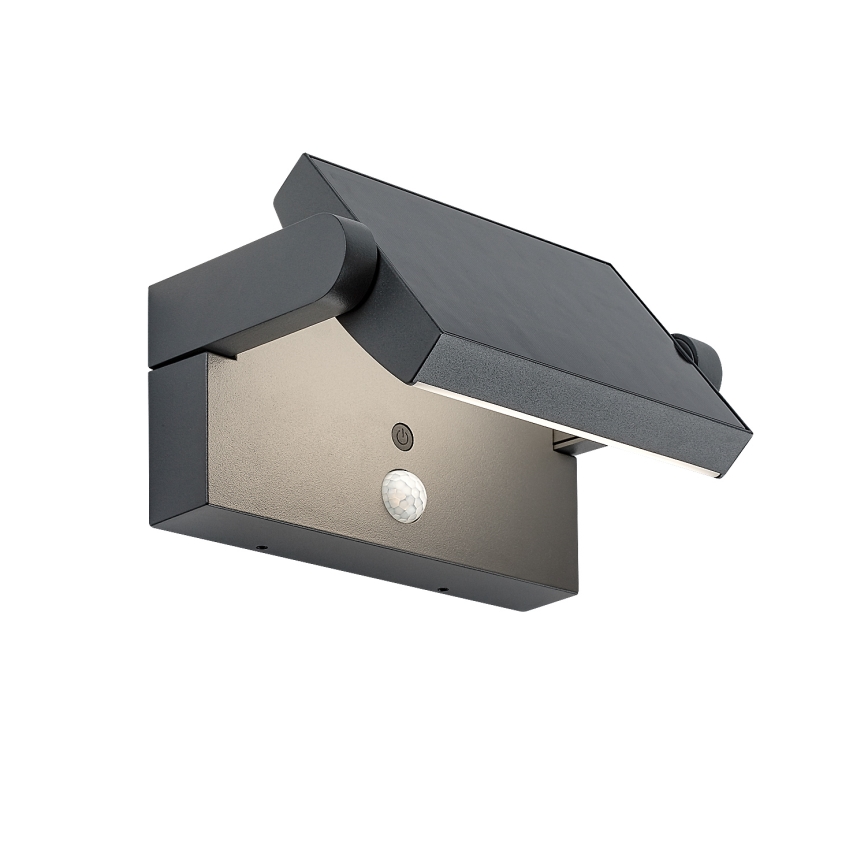 Brilagi - LED Solární nástěnné svítidlo se senzorem pohybu a soumraku ANKLE LED/10W/3,7V 3000 mAh 3000K IP65 antracit