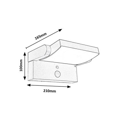 Brilagi - LED Solární nástěnné svítidlo se senzorem pohybu a soumraku ANKLE LED/10W/3,7V 3000 mAh 3000K IP65 antracit