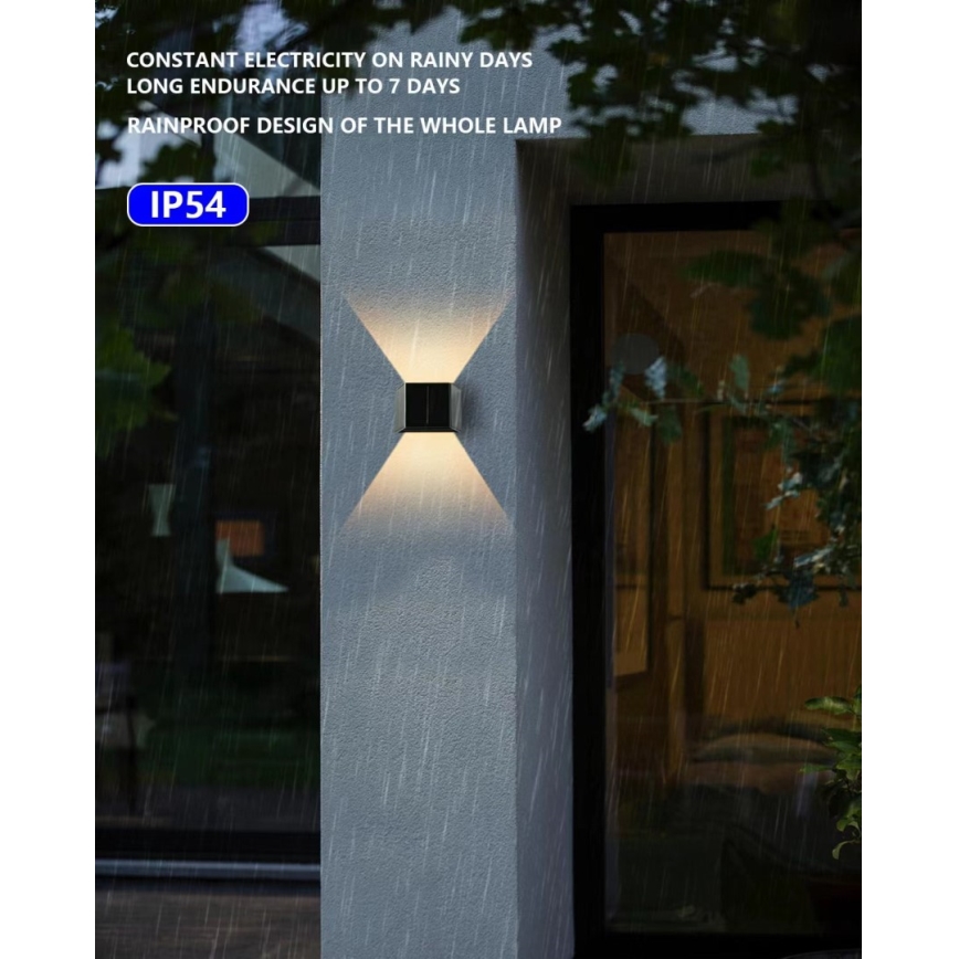 Brilagi - LED Solární nástěnné svítidlo se senzorem SOLAR CUBE LED/2W/3,2V 1300 mAh IP54