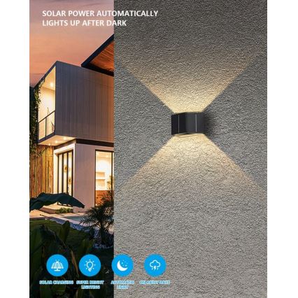 Brilagi - LED Solární nástěnné svítidlo se senzorem SOLAR CUBE LED/2W/3,2V 1300 mAh IP54