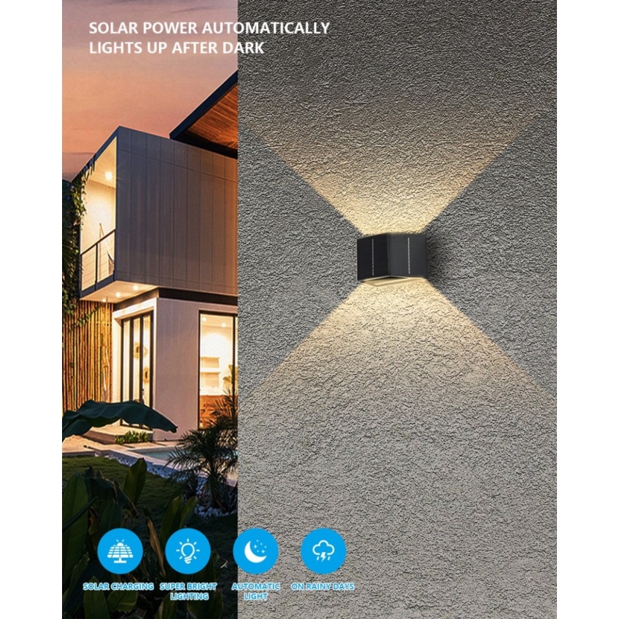 Brilagi - LED Solární nástěnné svítidlo se senzorem SOLAR CUBE LED/2W/3,2V 1300 mAh IP54