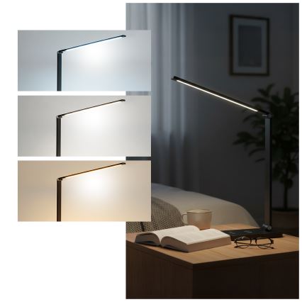 Brilagi - LED Stmívatelná dotyková stolní lampa s bezdrátovým nabíjením QI MODO CHARGE LED/7W/5V 3000/4000/6000K černá