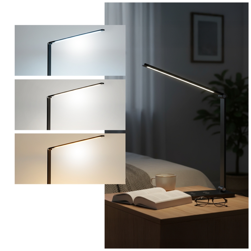 Brilagi - LED Stmívatelná dotyková stolní lampa s bezdrátovým nabíjením QI MODO CHARGE LED/7W/5V 3000/4000/6000K černá