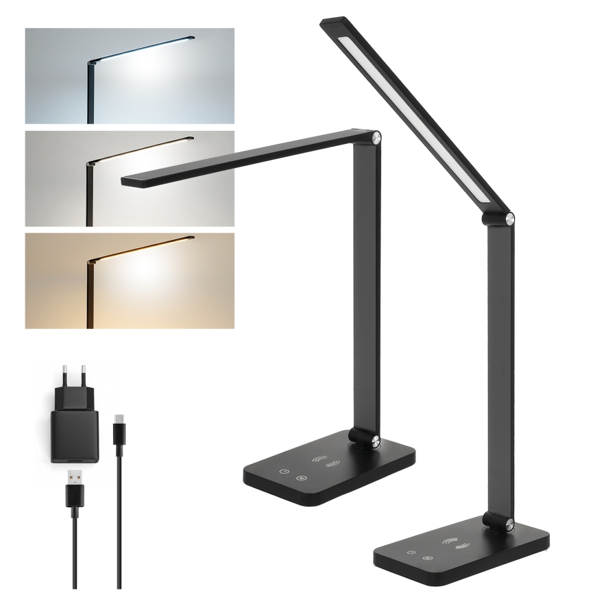 Brilagi - LED Stmívatelná dotyková stolní lampa s bezdrátovým nabíjením QI MODO CHARGE LED/7W/5V 3000/4000/6000K černá