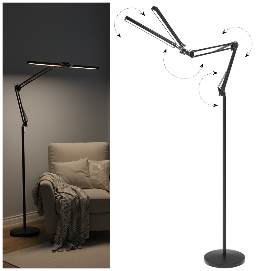 Brilagi - LED Stmívatelná flexibilní stojací lampa VARIO LED/14W/230V 3000-6000K 157 cm černá