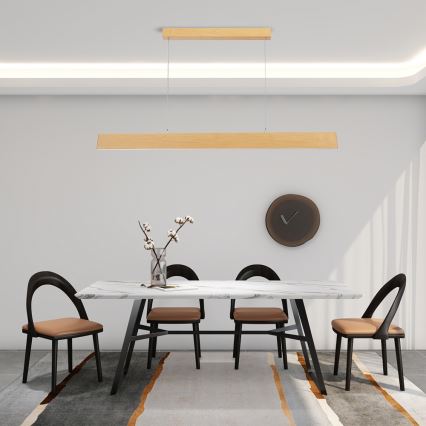 Brilagi - LED Stmívatelný lustr na lanku SLIMLINE LED/40W/230V 3000-6000K dekor dubu + dálkové ovládání