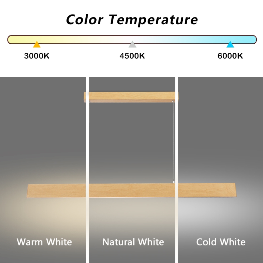 Brilagi - LED Stmívatelný lustr na lanku SLIMLINE LED/40W/230V 3000-6000K dekor dubu + dálkové ovládání