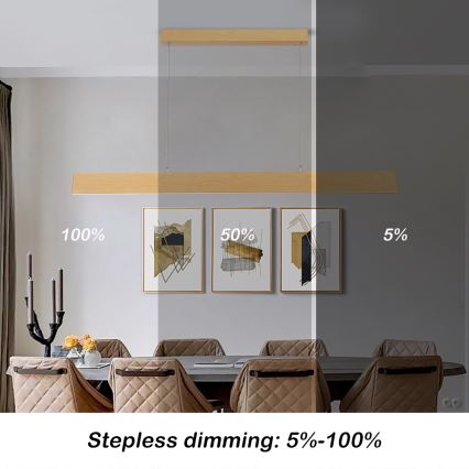 Brilagi - LED Stmívatelný lustr na lanku SLIMLINE LED/40W/230V 3000-6000K dekor dubu + dálkové ovládání