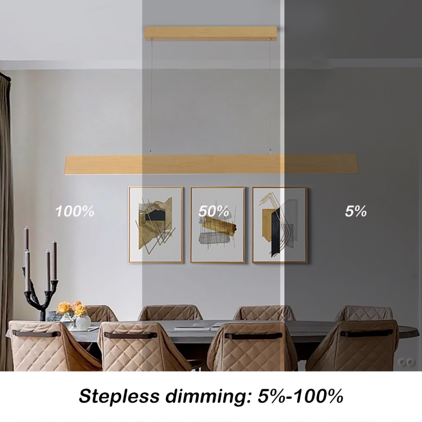 Brilagi - LED Stmívatelný lustr na lanku SLIMLINE LED/40W/230V 3000-6000K dekor dubu + dálkové ovládání