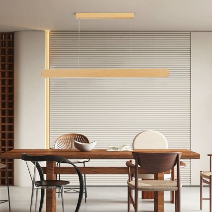 Brilagi - LED Stmívatelný lustr na lanku SLIMLINE LED/40W/230V 3000-6000K dekor dubu + dálkové ovládání