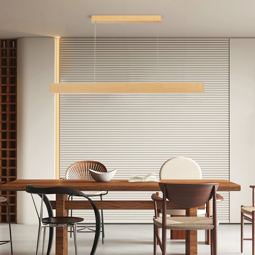 Brilagi - LED Stmívatelný lustr na lanku SLIMLINE LED/40W/230V 3000-6000K dekor dubu + dálkové ovládání