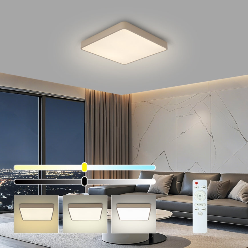 BRILAGI - LED Stmívatelné stropní svítidlo POOL SQUARE LED/48W/230V 3000-6000K 50x50 cm béžová + dálkové ovládání