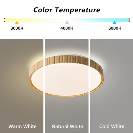 Brilagi - LED Stmívatelné stropní svítidlo CORVO LED/72W/230V 3000-6000K dekor dřeva pr. 50 cm + dálkové ovládání