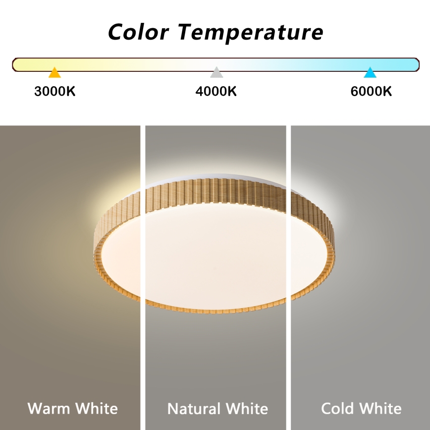Brilagi - LED Stmívatelné stropní svítidlo CORVO LED/72W/230V 3000-6000K dekor dřeva pr. 50 cm + dálkové ovládání