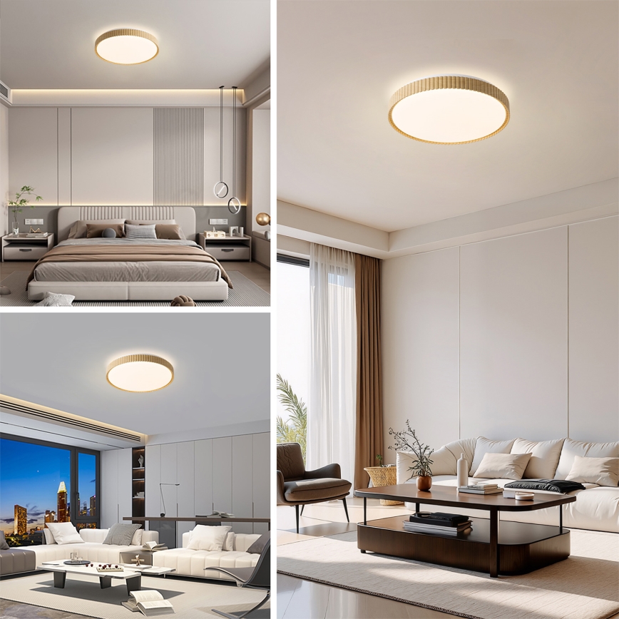 Brilagi - LED Stmívatelné stropní svítidlo CORVO LED/72W/230V 3000-6000K dekor dřeva pr. 50 cm + dálkové ovládání