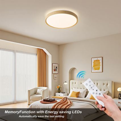 Brilagi - LED Stmívatelné stropní svítidlo CORVO LED/72W/230V 3000-6000K dekor dřeva pr. 50 cm + dálkové ovládání