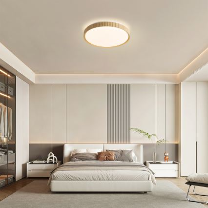 Brilagi - LED Stmívatelné stropní svítidlo CORVO LED/72W/230V 3000-6000K dekor dřeva pr. 50 cm + dálkové ovládání