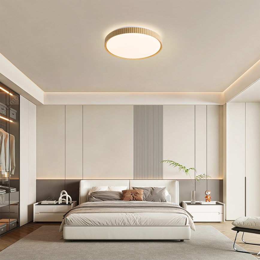 Brilagi - LED Stmívatelné stropní svítidlo CORVO LED/72W/230V 3000-6000K dekor dřeva pr. 50 cm + dálkové ovládání