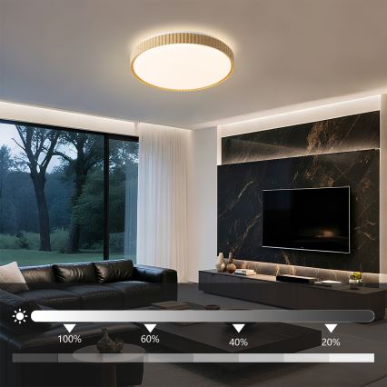 Brilagi - LED Stmívatelné stropní svítidlo CORVO LED/72W/230V 3000-6000K dekor dřeva pr. 50 cm + dálkové ovládání