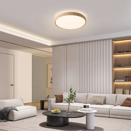 Brilagi - LED Stmívatelné stropní svítidlo CORVO LED/72W/230V 3000-6000K dekor dřeva pr. 50 cm + dálkové ovládání