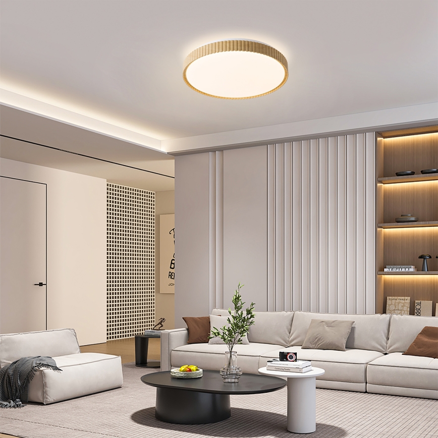 Brilagi - LED Stmívatelné stropní svítidlo CORVO LED/72W/230V 3000-6000K dekor dřeva pr. 50 cm + dálkové ovládání