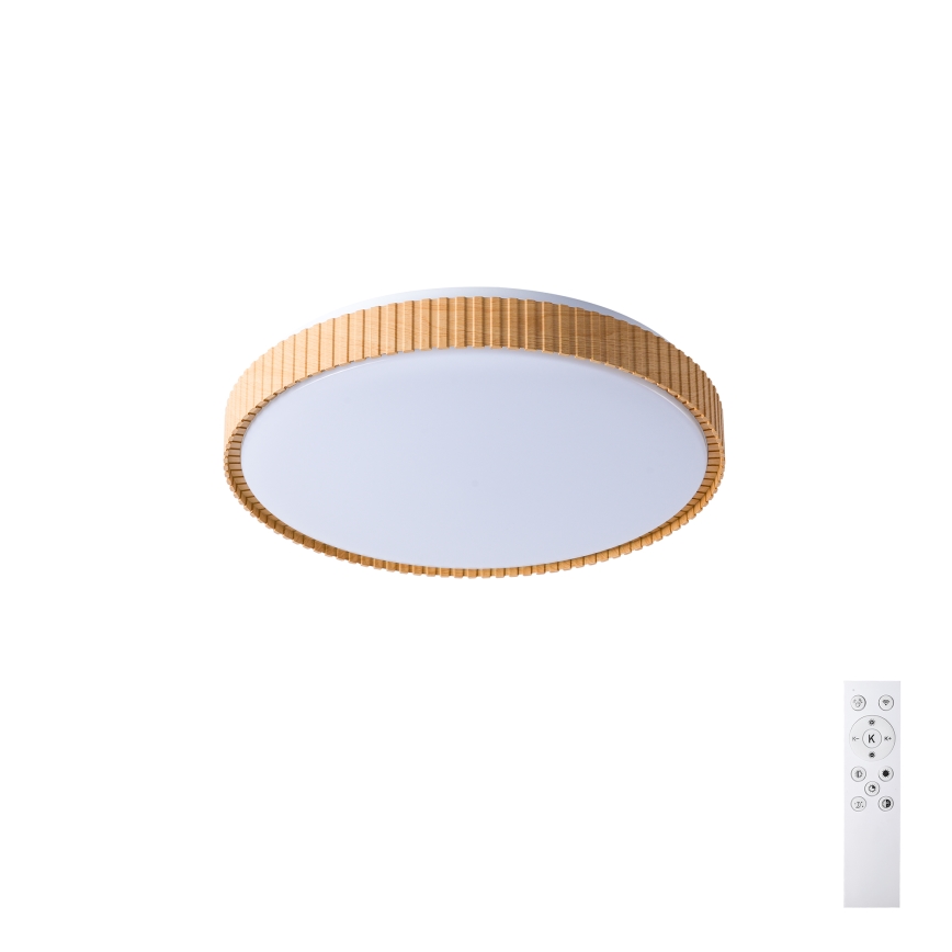Brilagi - LED Stmívatelné stropní svítidlo CORVO LED/72W/230V 3000-6000K dekor dřeva pr. 50 cm + dálkové ovládání